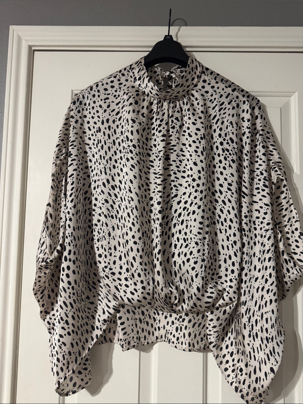 Tyche Cream Blouse with Black Spot Print